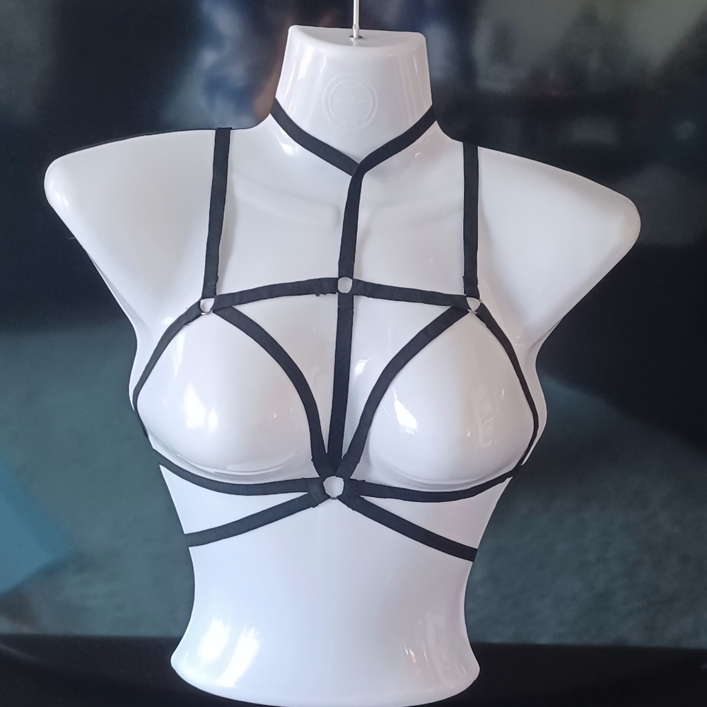 Black Strappy Harness Bra